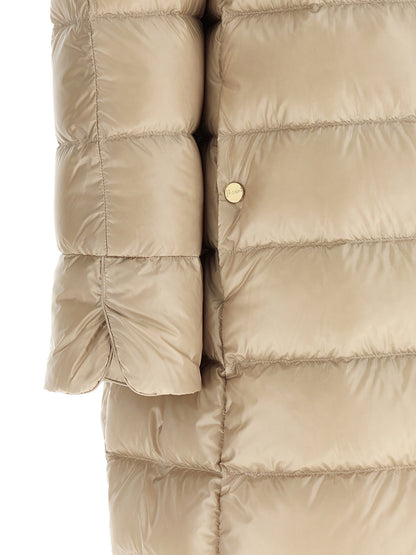 Puffer Jacket by Herno for women in nylon polyamide & silk beige showcases a bohemian silhouette, artfully detailed with a bohemian and signature insulated for a truly bohemian finish.