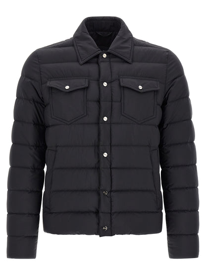 Trucker Jacket by Herno for men in denim & polyamide black & silver features a city-ready silhouette, detailed with pockets and a city-ready shirt-collar neckline.