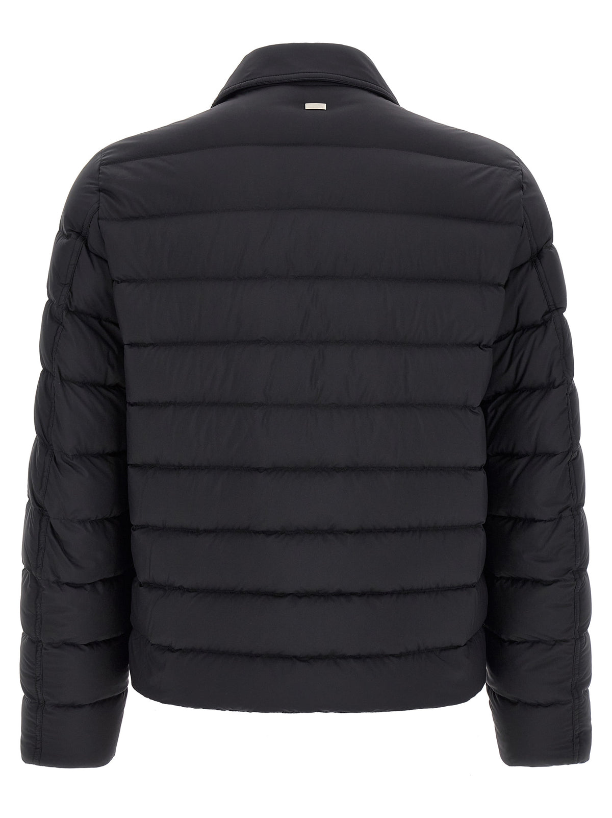 Trucker Jacket by Herno for men in denim & polyamide black & silver showcases a bohemian silhouette, artfully detailed with a bohemian shirt-collar neckline and signature pockets for a truly bohemian finish.