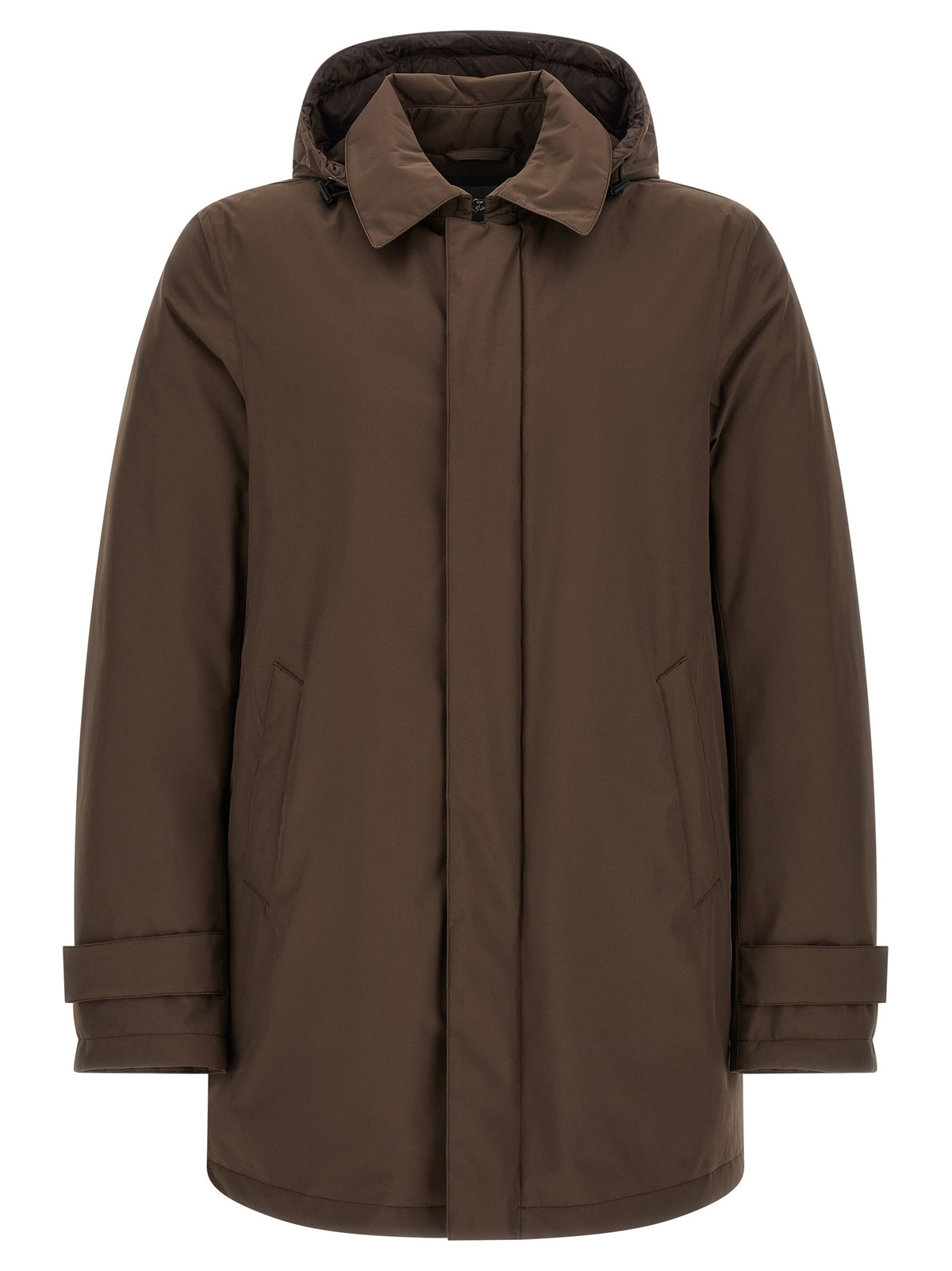 Hooded Parka by Herno for men in polyester brown, presenting a cosy silhouette with distinctive pockets & hooded and a refined hooded neckline.