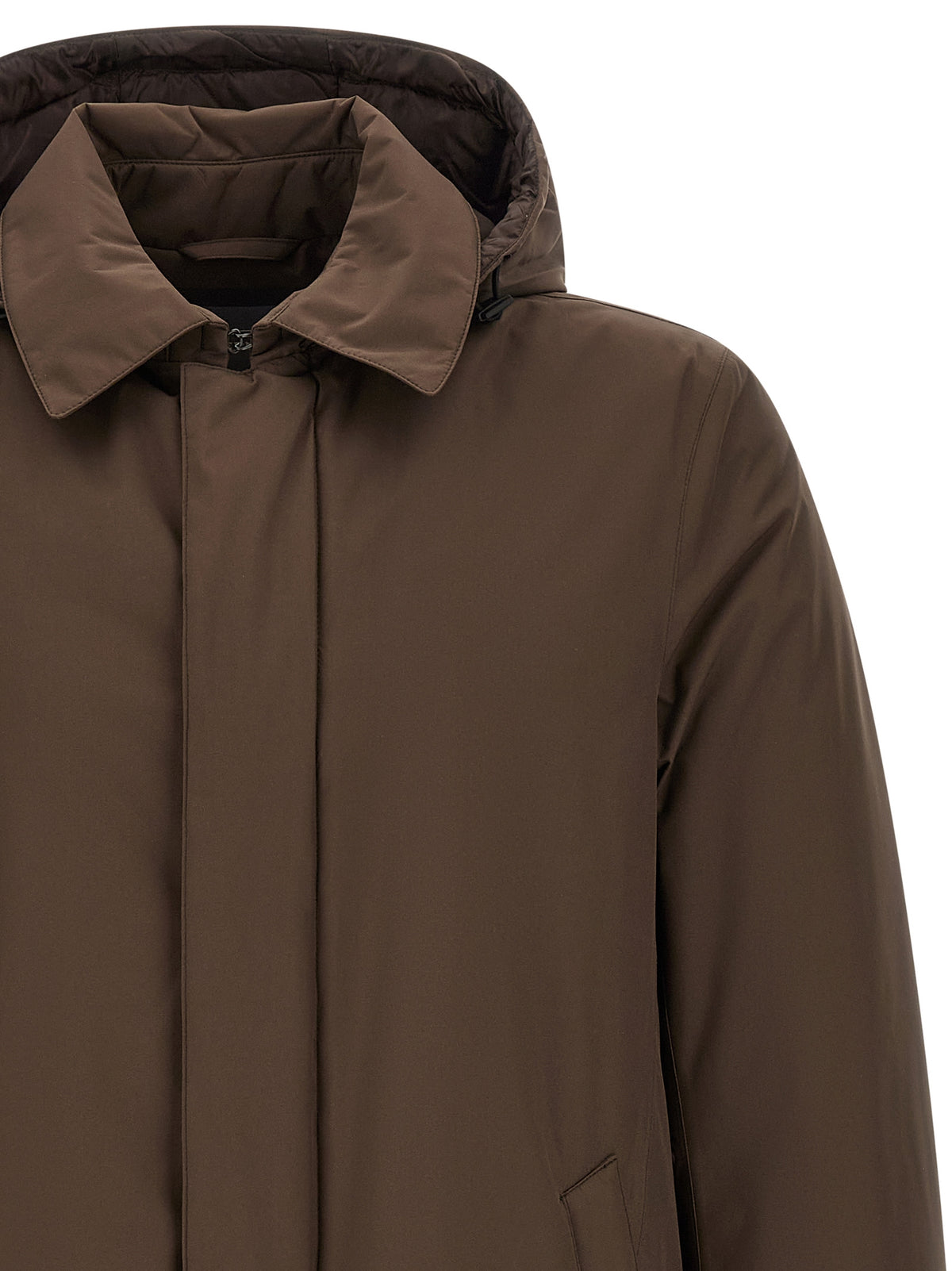 Hooded Parka by Herno for men in polyester brown presents a decadent silhouette, showcasing the decadent hooded neckline and functional pockets & hooded for a premium, weather-ready look.