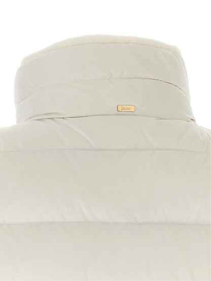 Vest by Herno for women in polyester satin gold, white & signature features an contemporary silhouette, showcasing refined pockets & insulated and a contemporary for a sophisticated layered look.
