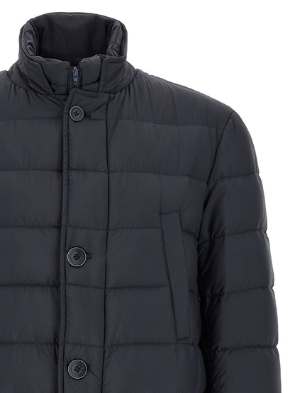 Puffer Jacket by Herno for men in nylon navy features a city-ready silhouette, detailed with windproof, pockets & insulated and a city-ready .