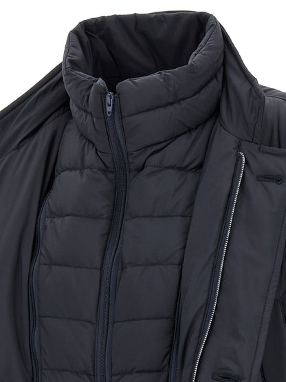 Puffer Jacket by Herno for men in nylon navy features a dramatic silhouette, showcasing a sophisticated and distinctive windproof, pockets & insulated for a dramatic aesthetic.