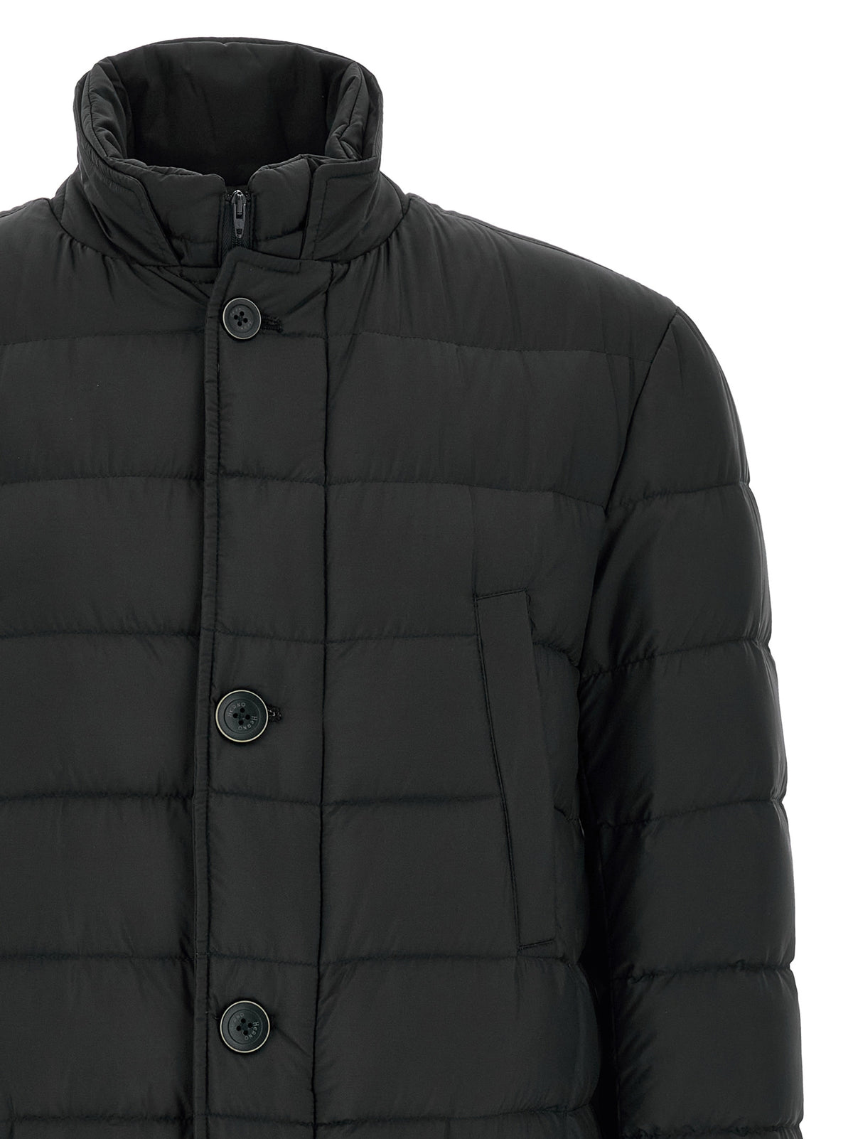 Puffer Jacket by Herno for men in nylon black features a city-ready silhouette, detailed with water-resistant, windproof & insulated and a city-ready high-neck neckline.