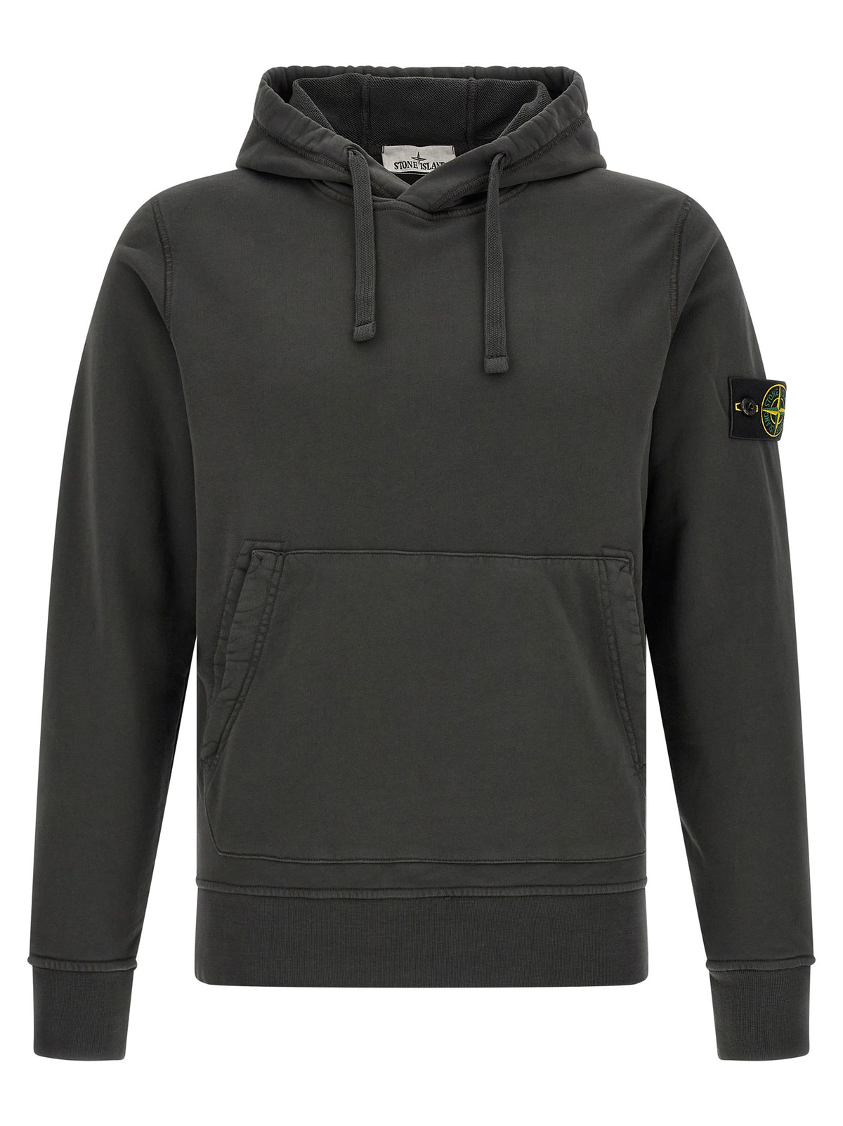 Sweatshirt by Stone Island for men in organic cotton gray showcases a slouchy chic silhouette, artfully detailed with a slouchy chic and for a slouchy chic finish.