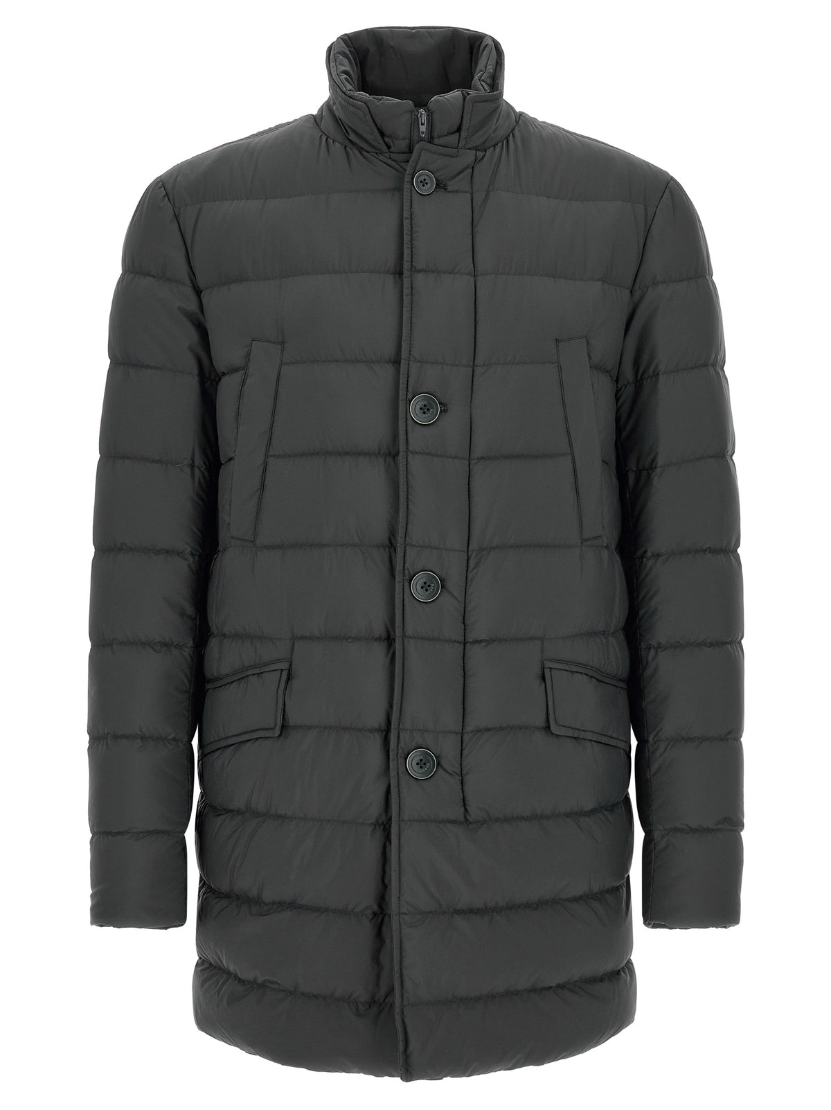 Puffer Jacket by Herno for men in nylon gray features an contemporary silhouette, showcasing a sophisticated high-neck neckline and contemporary water-resistant, windproof, pockets & insulated for a truly refined look.