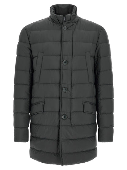Puffer Jacket by Herno for men in nylon gray features an contemporary silhouette, showcasing a sophisticated high-neck neckline and contemporary water-resistant, windproof, pockets & insulated for a truly refined look.