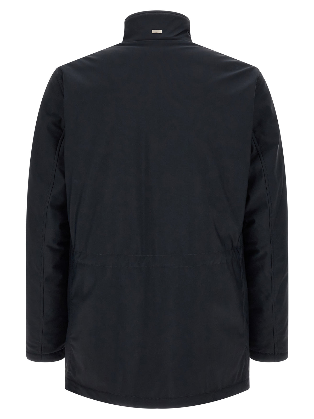Overcoat by Herno for men in stretch polyamide blue showcases a architectural silhouette, artfully detailed with a distinctive high-neck neckline and functional pockets for a architectural finish.