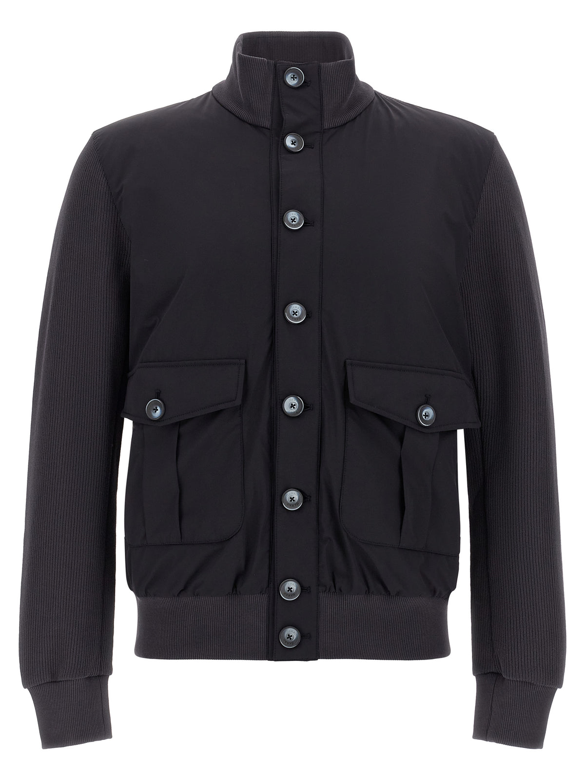 Jacket by Herno for men in nylon & cotton blue & signature features an utilitarian silhouette with a refined , showcasing sophisticated pockets for an utilitarian aesthetic.