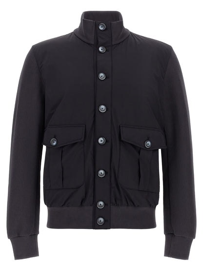 Jacket by Herno for men in nylon & cotton blue & signature features an utilitarian silhouette with a refined , showcasing sophisticated pockets for an utilitarian aesthetic.