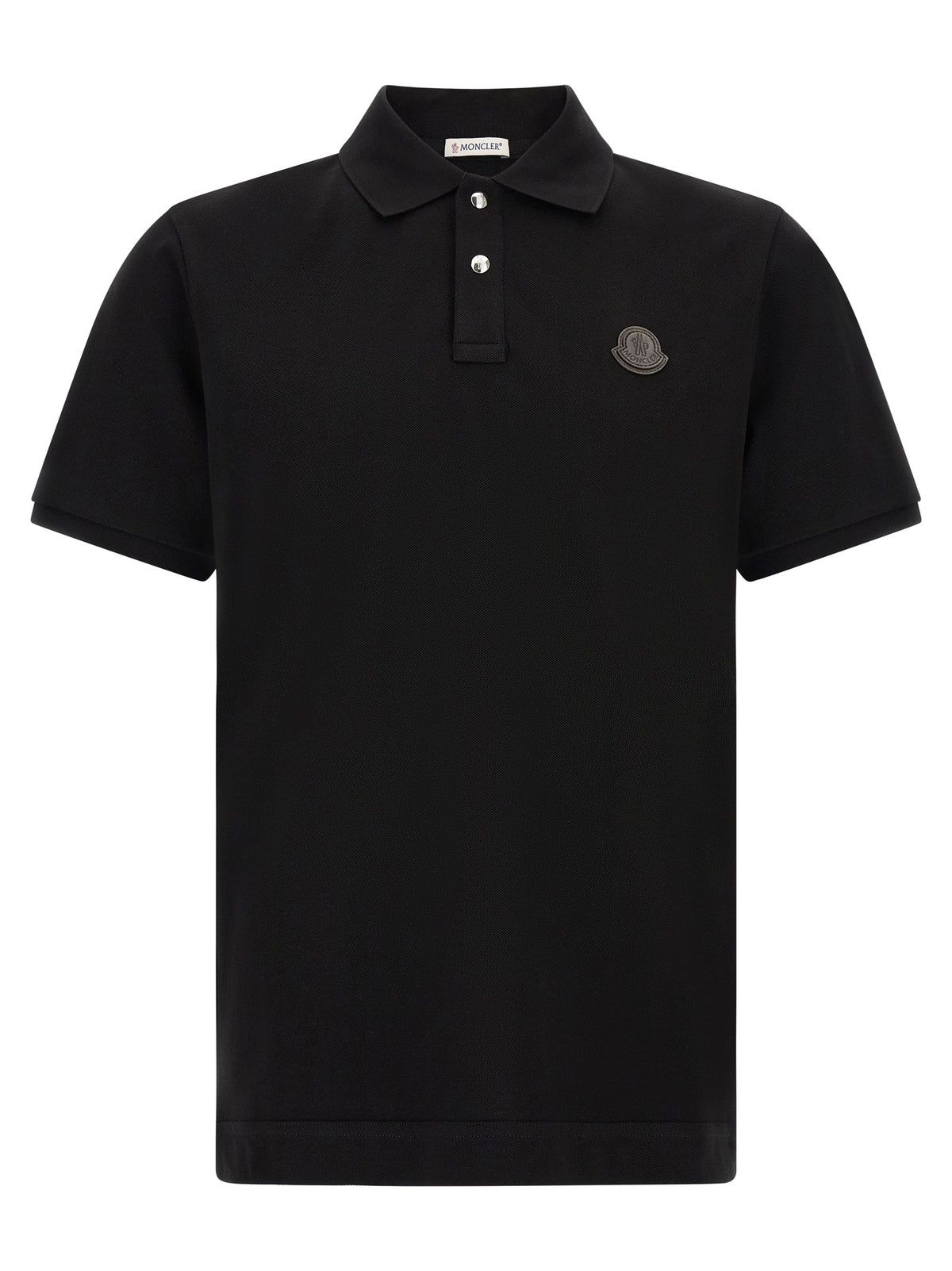 Polo Shirt by Moncler for men in leather & cotton black presents a crisp silhouette, artfully detailed with a crisp and crisp .