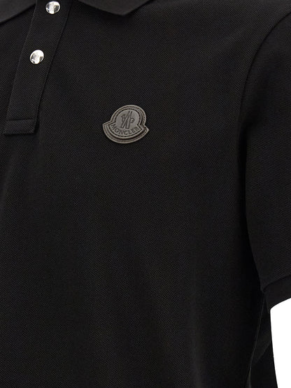 Polo Shirt by Moncler for men in leather & cotton black showcases a enviable silhouette, featuring a refined and for a enviable finish.