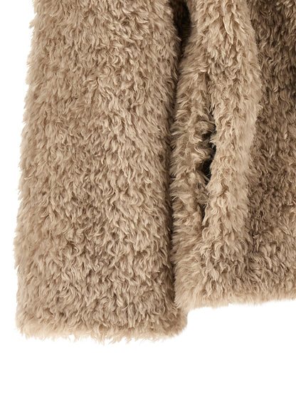Overcoat by Herno for women in polyester beige features a contemporary silhouette showcasing a contemporary and refined pockets for a sophisticated finish.