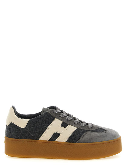 Sneakers by Hogan for women in suede nubuck calf leather & wool gray presents a impeccable silhouette as Women's Fashion Suede Nubuck Calf Leather & Wool Sneakers, expertly defined by a impeccable fashion style for a impeccable, high-fashion look.