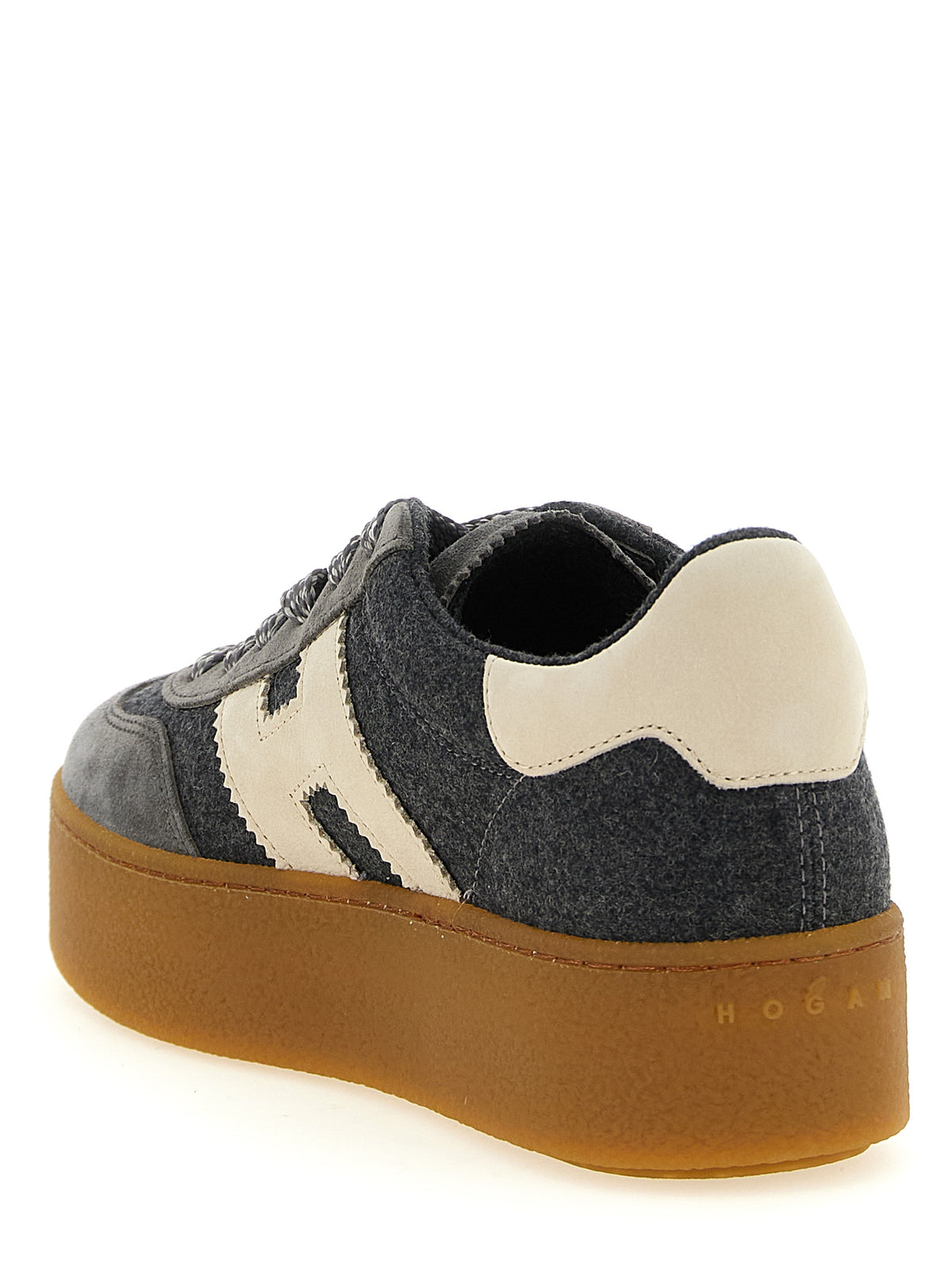 Sneakers by Hogan for women in suede nubuck calf leather & wool gray features an fashionable silhouette, showcasing the premium Women's Fashion Suede Nubuck Calf Leather & Wool Sneakers in a fashionable fashion style that offers a fashionable finish for refined style.