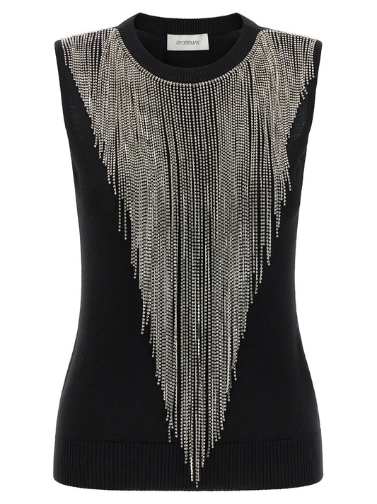 Sportmax Black Virgin Wool Tank Tops