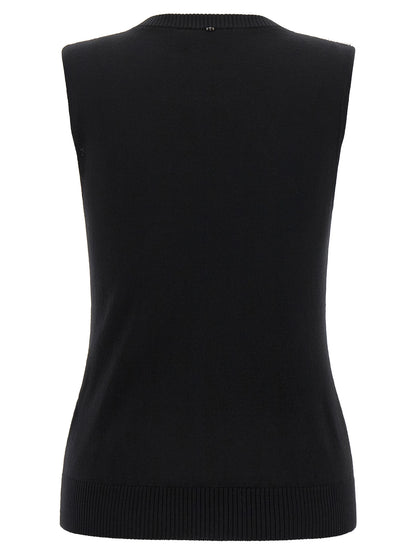 Tank Top by Sportmax for women in virgin wool & crystal black, patterned & signature features an bespeak silhouette, showcasing an bespeak and bespeak for a truly sophisticated look.