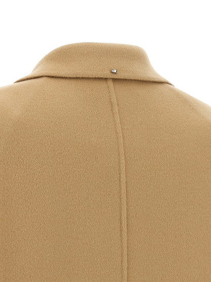Blazer by Sportmax for women in virgin wool beige, camel & signature features an sartorial silhouette, showcasing a sophisticated and sartorial for a truly sartorial finish.