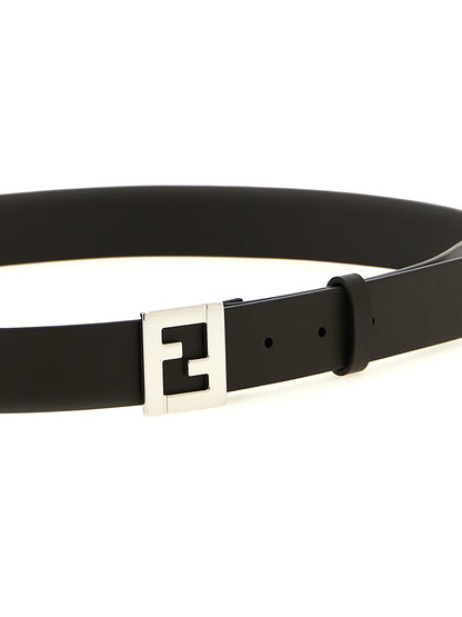 Belt by Fendi for men in calfskin leather & palladium brown & palladium features an artisanal silhouette, showcasing the artisanal craftsmanship of the Calfskin Leather & Palladium Belt collection for a artisanal finish.