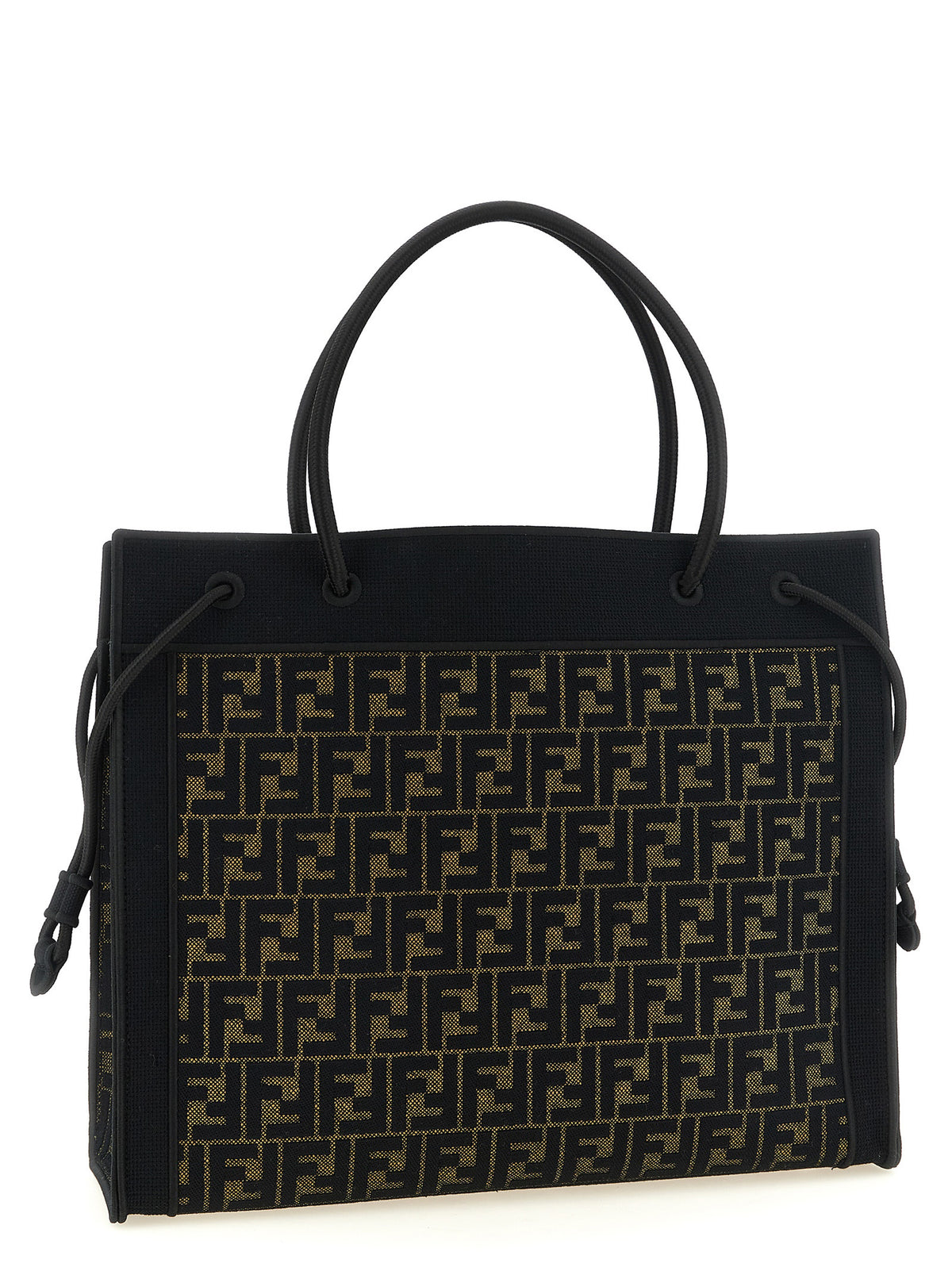 Shopper Tote Bag by Fendi for women in cotton polyamide & polyurethane black, brown & patterned showcases a urban-chic Cotton Polyamide & Polyurethane Shopper Tote Bag design, featuring a secure , ample , and versatile handle for a urban-chic finish.