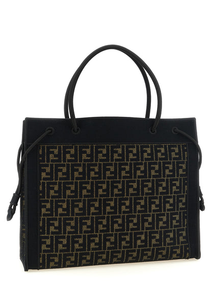 Shopper Tote Bag by Fendi for women in cotton polyamide & polyurethane black, brown & patterned showcases a urban-chic Cotton Polyamide & Polyurethane Shopper Tote Bag design, featuring a secure , ample , and versatile handle for a urban-chic finish.