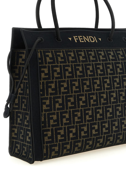Shopper Tote Bag by Fendi for women in cotton polyamide & polyurethane black, brown & patterned features a distinguished Cotton Polyamide & Polyurethane Shopper Tote Bag design, complete with a secure , ample , and versatile handle for a distinguished look.