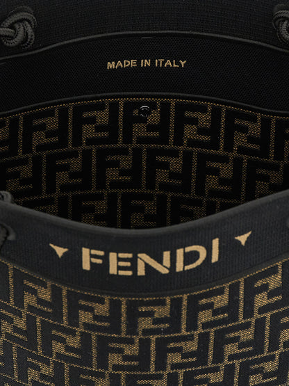 Shopper Tote Bag by Fendi for women in cotton polyamide & polyurethane black, brown & patterned features an sumptuous Cotton Polyamide & Polyurethane Shopper Tote Bag design with a secure , ample , and versatile handle for an sumptuous finish.