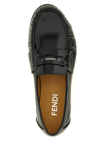 Flat Moccasin Moccasins Loafer Slip-On Shoes by Fendi for women in calfskin leather & palladium black & palladium features an ergonomic silhouette, perfectly showcasing Women's Calfskin Leather & Palladium Flat Moccasin Moccasins Loafer Slip-On Shoes with its distinct flat and elegant .