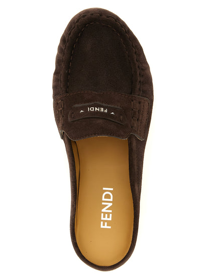 Flat Moccasin Moccasins Loafer Slip-On Shoes by Fendi for women in suede calfskin leather brown features an dynamic silhouette from the Women's Suede Calfskin Leather Flat Moccasin Moccasins Loafer Slip-On Shoes collection, defined by a dynamic and flat for a dynamic look.