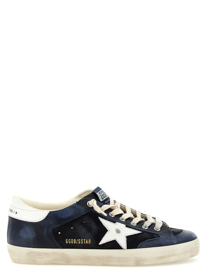 Golden Goose Star Men's Low Top Cowhide Nappa Suede Leather & Rubber Sneakers - Blue White