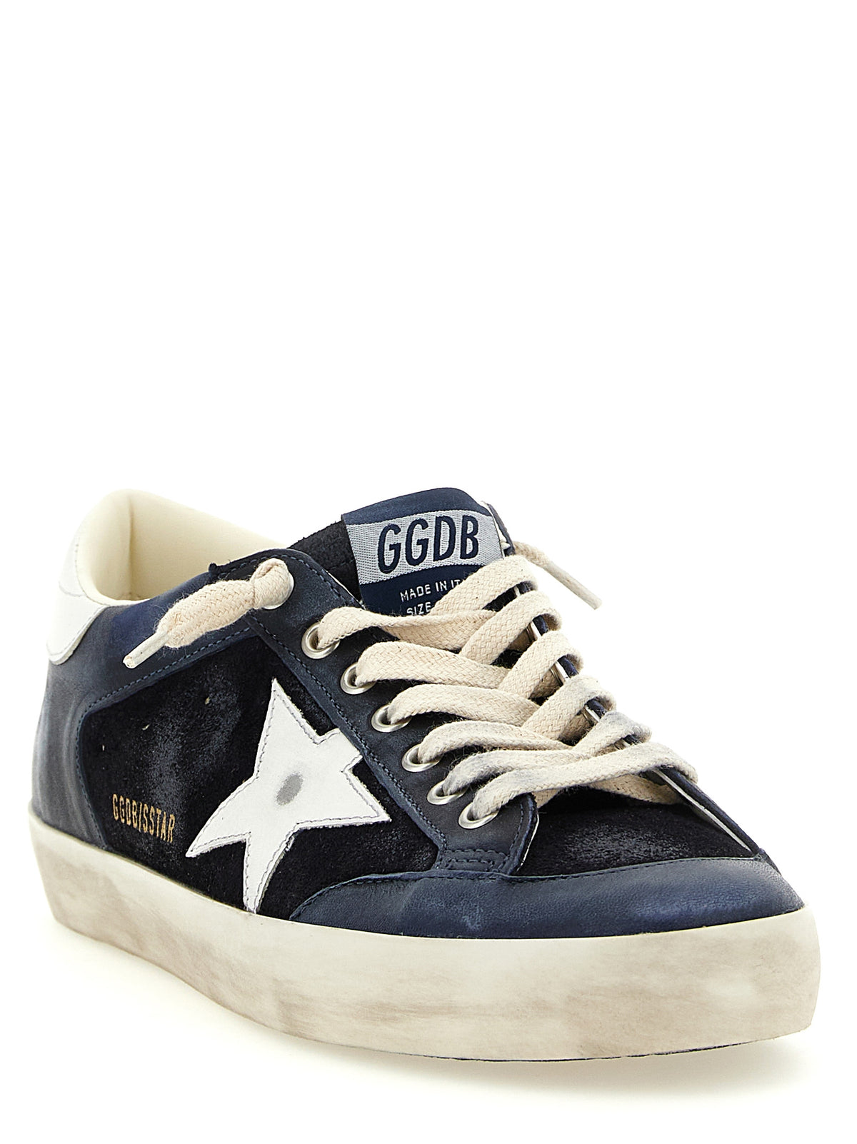 Golden Goose Star Men's Low Top Cowhide Nappa Suede Leather & Rubber Sneakers - Blue White