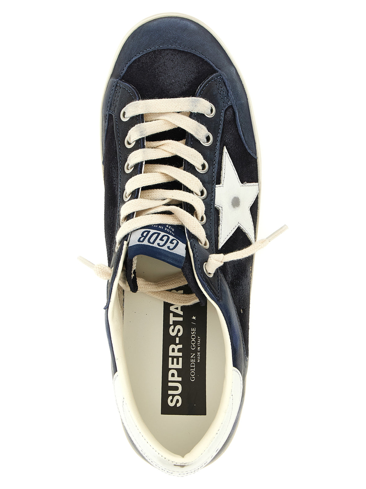 Golden Goose Star Men's Low Top Cowhide Nappa Suede Leather & Rubber Sneakers - Blue White