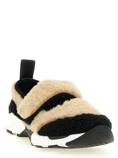 Sneakers by Marni for women in lamb leather bicolour, beige, black, white & signature features an fashionable silhouette, showcasing the premium Women's Slip On Chunky Lamb Leather Sneakers in a fashionable slip-on chunky style that offers a fashionable finish for refined style.