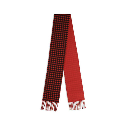 Ami Paris Merino Wool & Leather Fringes Scarf - Multicolor Checked