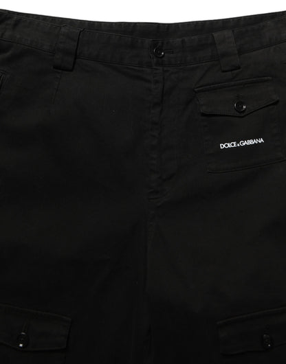 Cargo Shorts by Dolce & Gabbana for men in stretch cotton black & white features an utilitarian design, highlighting a utilitarian regular-fit and short cut with a comfortable mid rise for a sophisticated, premium look.