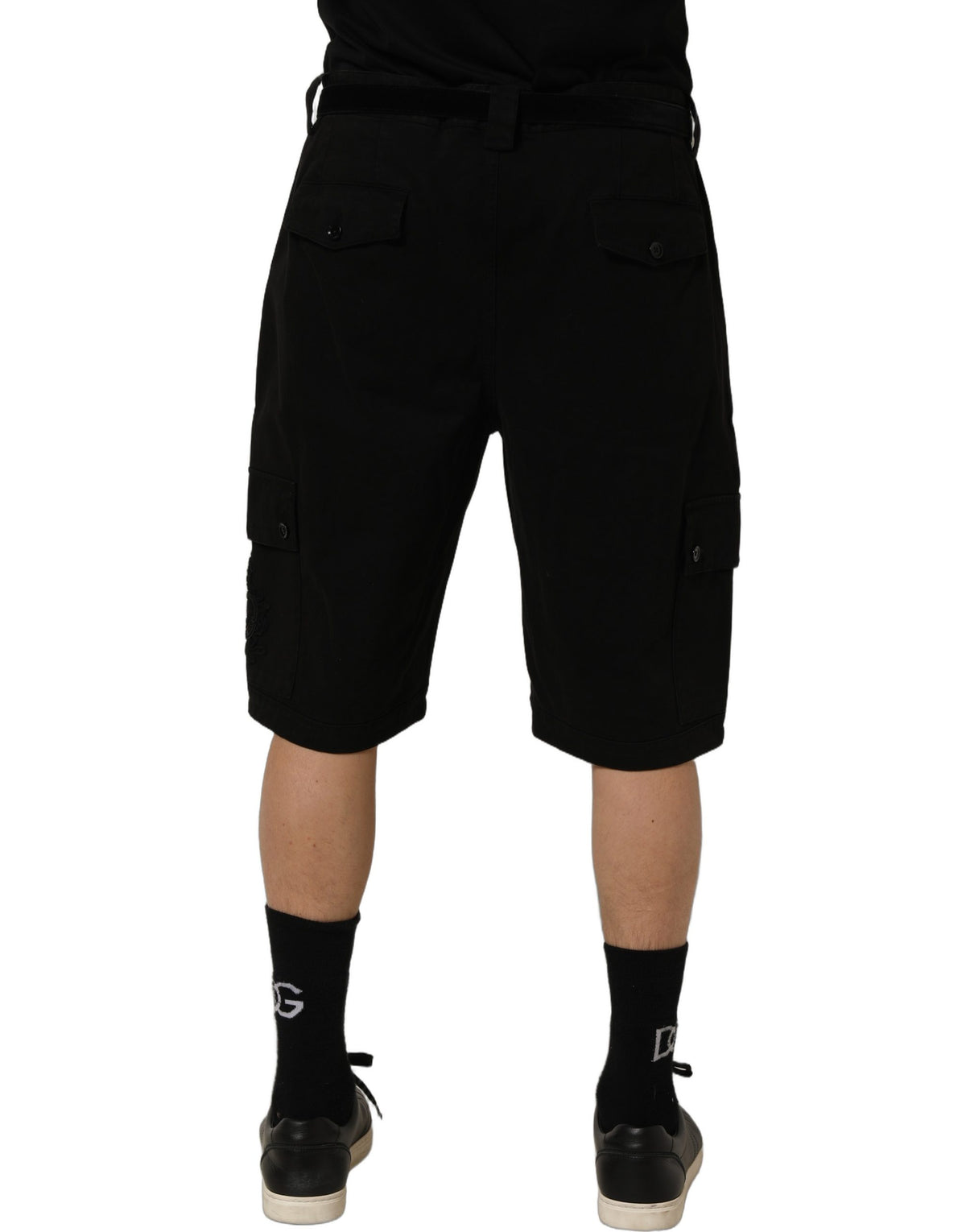 Cargo Shorts by Dolce & Gabbana for men in stretch cotton black & white features an contemporary silhouette, showcasing a contemporary regular-fit and short with a mid rise for a premium, utilitarian-inspired look.