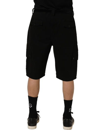 Cargo Shorts by Dolce & Gabbana for men in stretch cotton black & white features an contemporary silhouette, showcasing a contemporary regular-fit and short with a mid rise for a premium, utilitarian-inspired look.