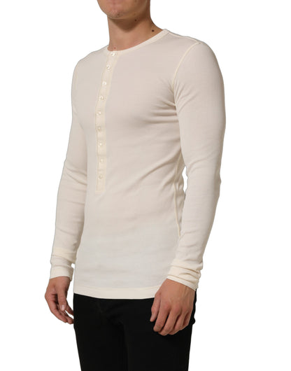 T-Shirt by Dolce & Gabbana for men in cotton cream & white showcases a dramatic silhouette, elegantly detailed with a dramatic and for a truly dramatic finish.