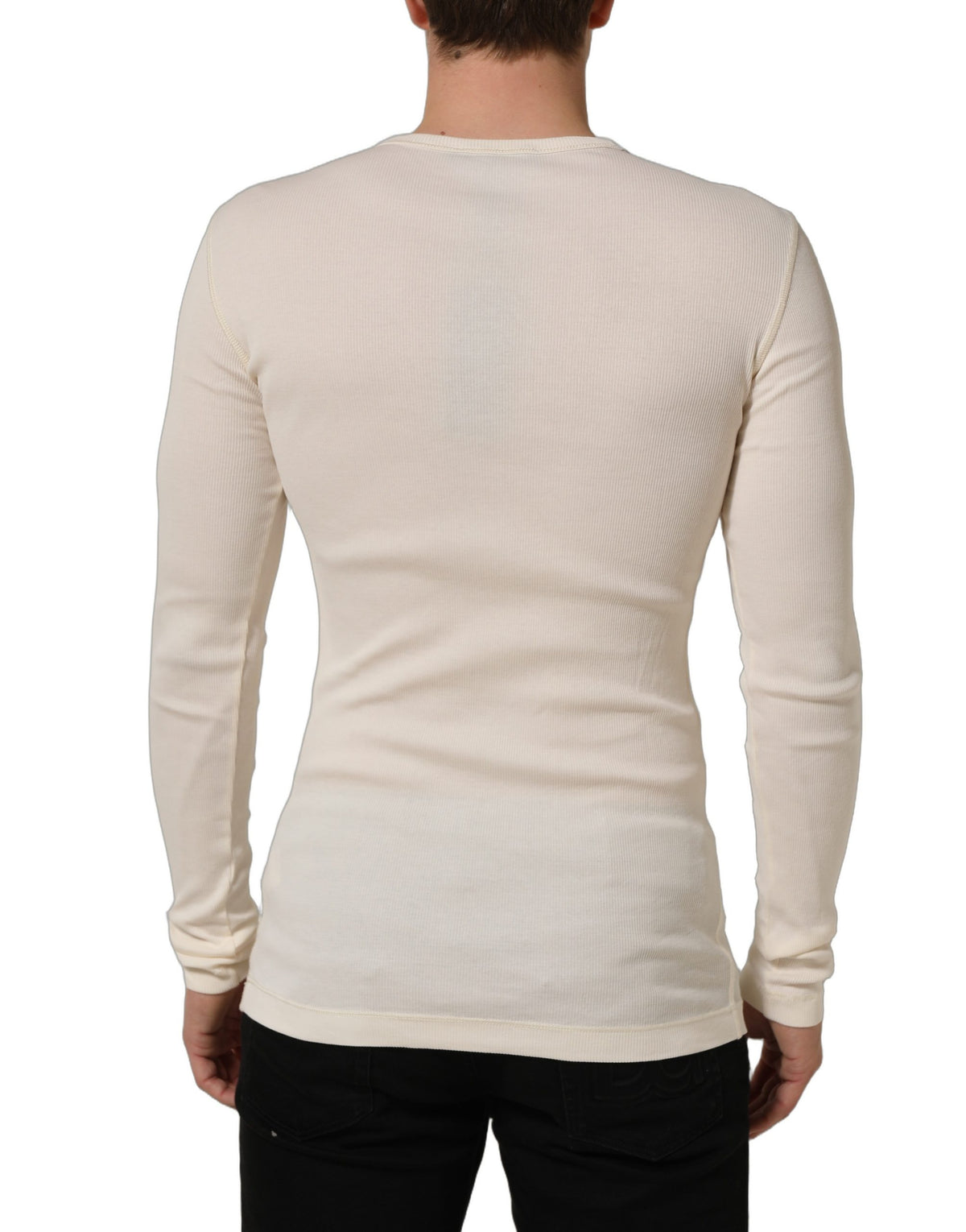 T-Shirt by Dolce & Gabbana for men in cotton cream & white features an on trend silhouette, perfectly showcasing a on trend and for an elevated aesthetic.