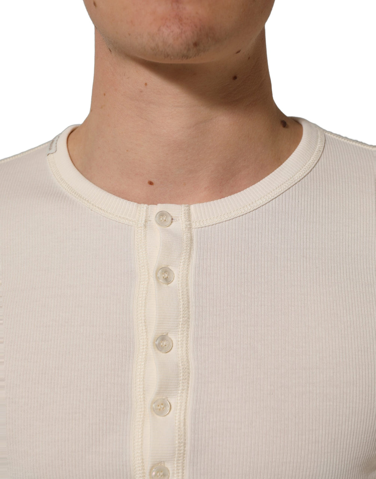 T-Shirt by Dolce & Gabbana for men in cotton cream & white showcases a chic silhouette, artfully detailed with a chic and for a chic finish.