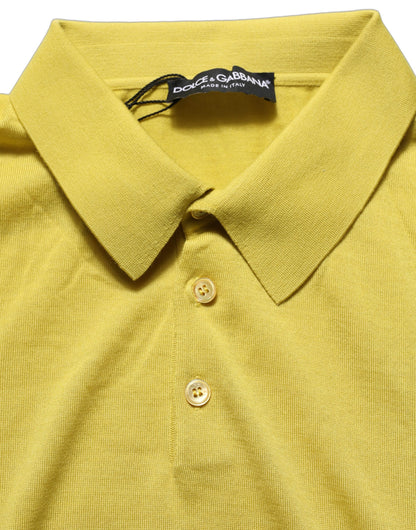Dolce & Gabbana Men's Regular Fit Short-Sleeve Cashmere Silk Polo Shirt - Yellow