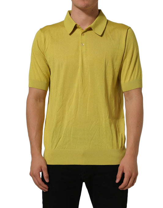 Dolce & Gabbana Men's Regular Fit Short-Sleeve Cashmere Silk Polo Shirt - Yellow