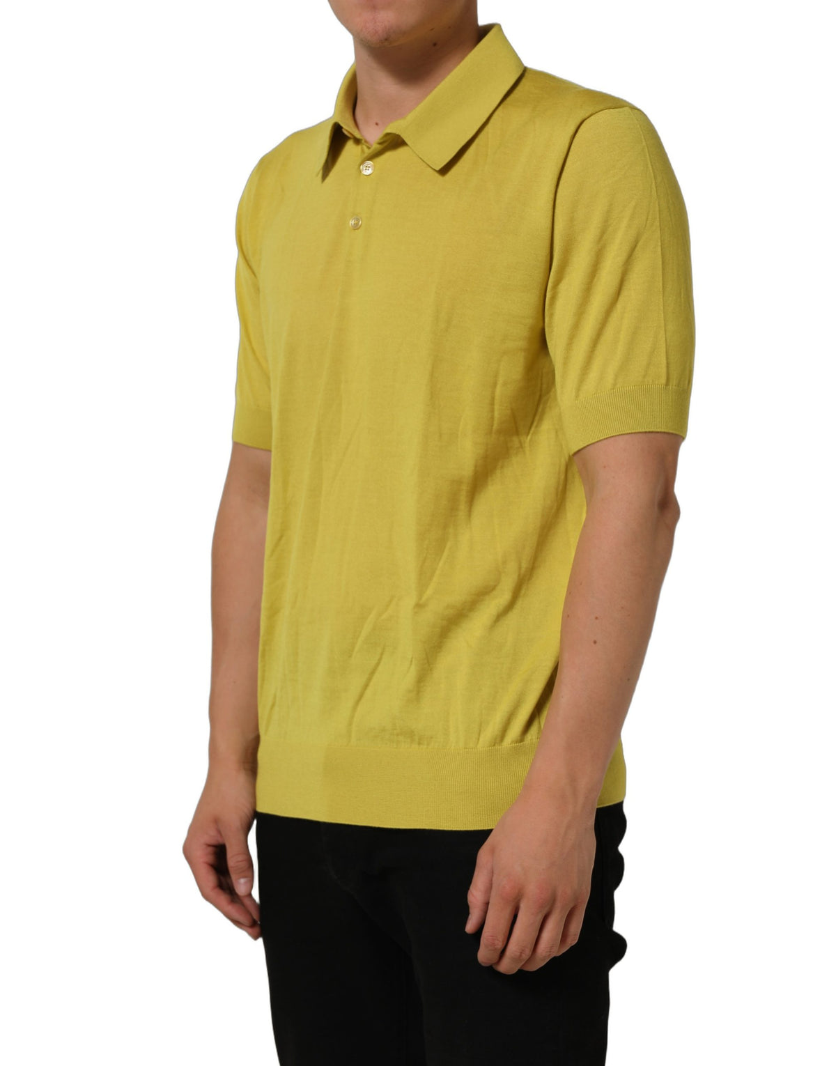 Dolce & Gabbana Men's Regular Fit Short-Sleeve Cashmere Silk Polo Shirt - Yellow