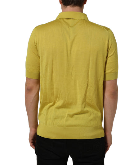 Dolce & Gabbana Men's Regular Fit Short-Sleeve Cashmere Silk Polo Shirt - Yellow