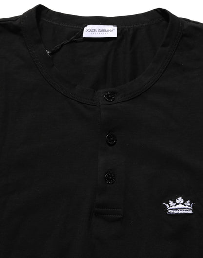 T-Shirt by Dolce & Gabbana for men in stretch cotton black showcases a unassuming silhouette, artfully detailed with a refined and unassuming for a sophisticated, contemporary look.