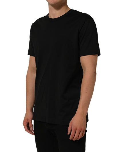 T-Shirt by Dolce & Gabbana for men in cotton black features an edgy silhouette, meticulously detailed with a sophisticated and crew neckline for a truly edgy finish.