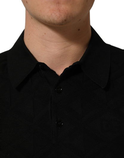 Dolce & Gabbana Black Silk Short Sleeve Knit Polo T-shirt