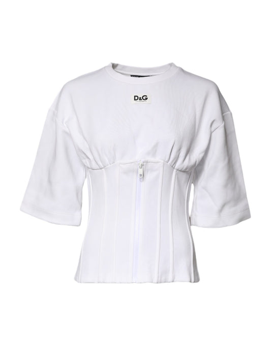 Dolce & Gabbana Women's Cotton Polyester Corset Top - White Signature