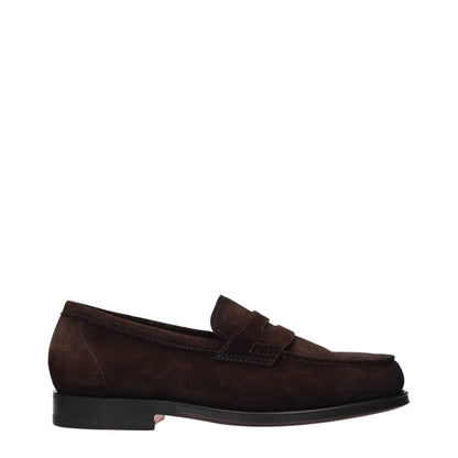 Loafer Slip-On Shoes by Santoni for men in suede leather brown showcases a impeccable silhouette as Men's Suede Leather Loafer Slip-On Shoes, artfully designed with a impeccable and refined for a impeccable finish.